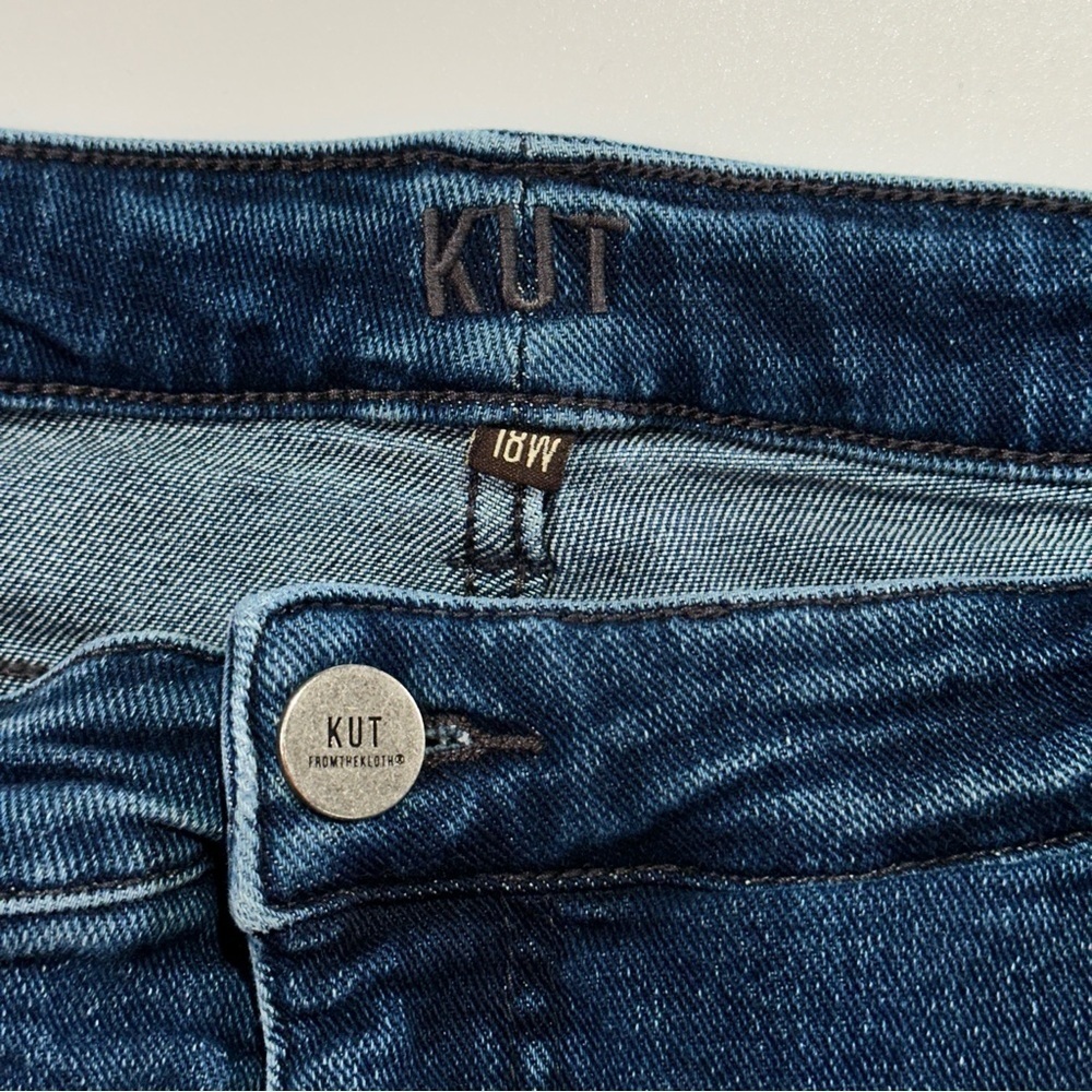 KUT from the Kloth high rise straight leg ankle jeans raw hem blue 18W - Picture 6 of 10